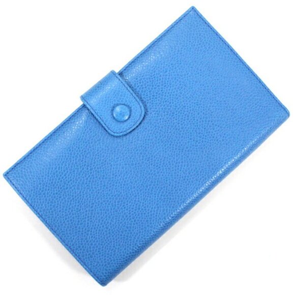 CHANEL Blue Caviar Leather Logo Wallet - Picture 2 of 12